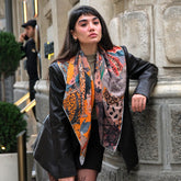 Leopard Print Luxury Oversized Satin Scarf, 100x100cm Square Shawl, Colorful Wrap, Elegant Fashion Scarf, Gift for Her