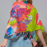Colorful Long Satin Scarf, 60x160 cm Oblong Scarf, Colorful Artistic Wrap, Lightweight Fashion Scarf, Gift for Her