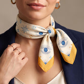 Minimal Evil Eye Scarf, Celestial Satin Bandana, Blue Nazar Square Scarf, Boho Hair Neck Scarf, Aesthetic Bag Scarf, Gift for Her