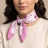 Rose Pink Evil Eye Satin Scarf, Mystic Square Bandana, Celestial Hair Scarf, Women's Neck Scarf, Pink Satin Bag Scarf, Boho Style Gift
