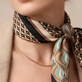 Retro Geometric Satin Scarf, Mid Century Modern Square Scarf, Abstract Square Bandana, Boho Satin Bag Scarf, Gift for Her