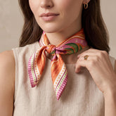 Tropical Palm Tree Print Scarf, Colorful Satin Bandana, Pink Orange Summer Neck Scarf, Resort Hair Bandana, Gift for Her