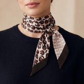 Leopard Print Skinny Scarf for Women, Brown Neck Scarf, Long Hair Scarf, Bag Scarf, Animal Print Slim Scarf, Gift for Her