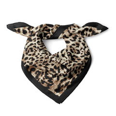 Leopard Print Satin Scarf,  Animal Print Square Scarf, Satin Bandana, Chic Fashion Accessory