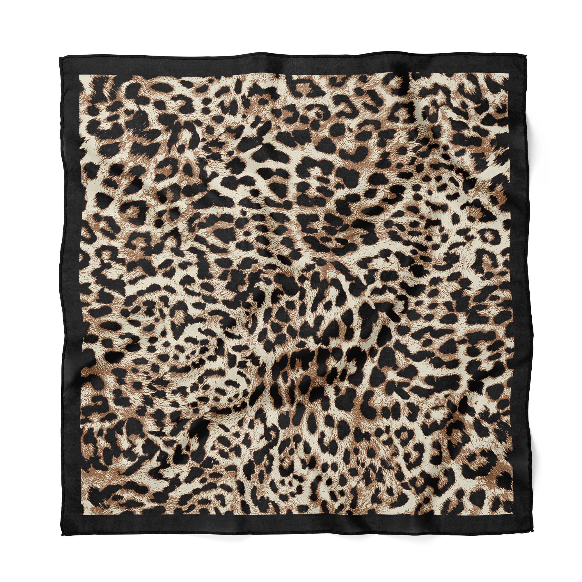 Leopard Print Satin Scarf,  Animal Print Square Scarf, Satin Bandana, Chic Fashion Accessory