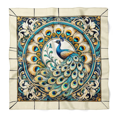 Peacock Print Satin Scarf , Vintage Art Nouveau Scarf , Square Hair Scarf , Women's Neck Scarf, Bag Scarf, Luxury Satin Bandana