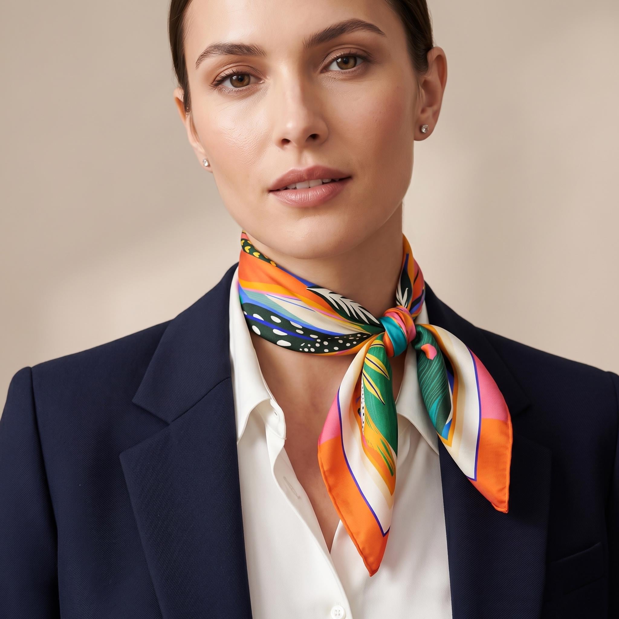 Abstract Tropical Satin Scarf, Palm Colorful Hair Bandana, Women's Neck Scarf,  Aesthetic Bag Scarf, Head Wrap, Summer Fashion Gift