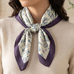 Olive Branch Satin Scarf, Botanical Square Bandana, Women's Neck Scarf,  Mediterranean Bag Scarf, Gift for Her