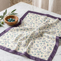Olive Branch Satin Scarf, Botanical Square Bandana, Women's Neck Scarf,  Mediterranean Bag Scarf, Gift for Her