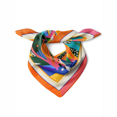 Abstract Tropical Satin Scarf, Palm Colorful Hair Bandana, Women's Neck Scarf,  Aesthetic Bag Scarf, Head Wrap, Summer Fashion Gift