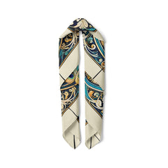 Peacock Print Satin Scarf , Vintage Art Nouveau Scarf , Square Hair Scarf , Women's Neck Scarf, Bag Scarf, Luxury Satin Bandana
