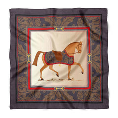 Horse Print Square Satin Scarf, Old Money Style Neck Scarf, Equestrian Bag Scarf Vintage Riding Scarf,  Silk Feel Bandana, Gift for Her