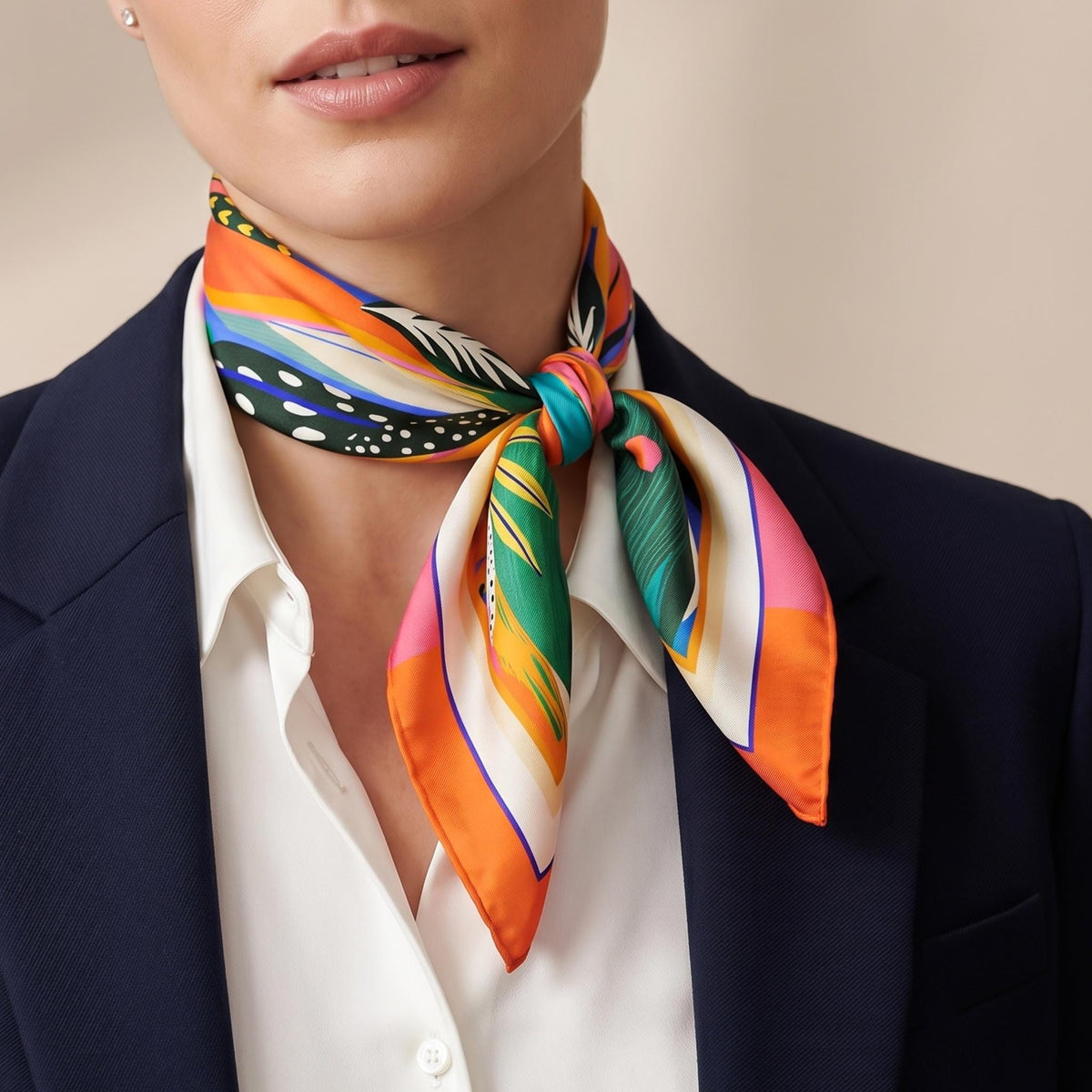 Abstract Tropical Satin Scarf, Palm Colorful Hair Bandana, Women's Neck Scarf,  Aesthetic Bag Scarf, Head Wrap, Summer Fashion Gift