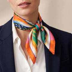 Abstract Tropical Satin Scarf, Palm Colorful Hair Bandana, Women's Neck Scarf,  Aesthetic Bag Scarf, Head Wrap, Summer Fashion Gift