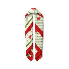 Watermelon Satin Scarf, Fruit Print Square Neck Scarf, Summer Hair Bandana, Red Green Silk Feel Scarf, Cute Gift for Her