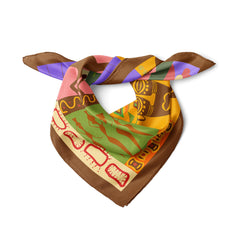 African Inspired Square Scarf, Colorful Safari Print Neck Scarf, Tribal Art Bandana, Satin Hair Scarf, Unique Gift for Her