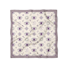 Lavender Evil Eye Scarf, Celestial Satin Square Bandana Scarf,  Women's Neck Scarf, Bag Scarf, Mystical Gift for Her
