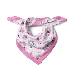 Rose Pink Evil Eye Satin Scarf, Mystic Square Bandana, Celestial Hair Scarf, Women's Neck Scarf, Pink Satin Bag Scarf, Boho Style Gift