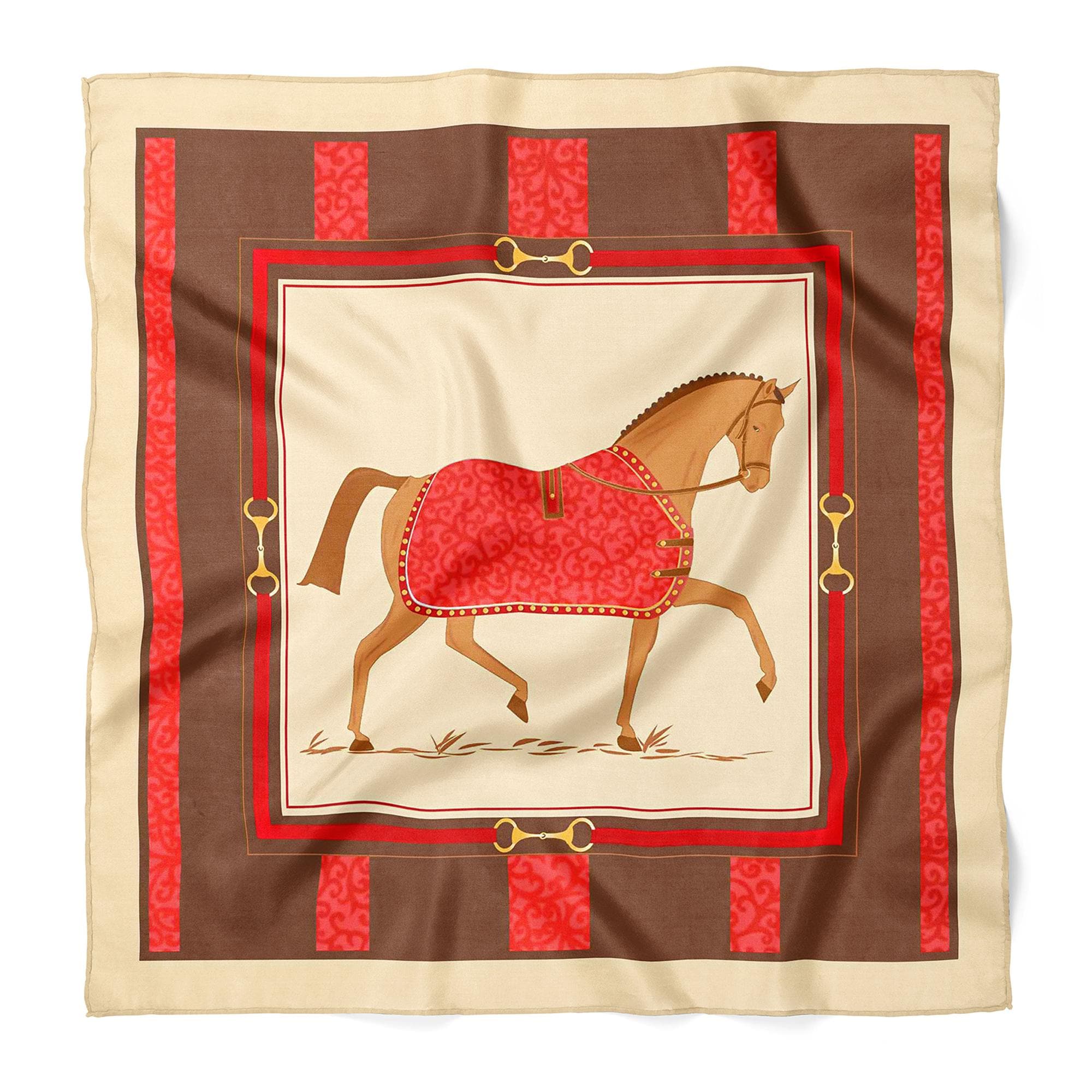 Horse Print Satin Scarf, Square Neck Scarf, Equestrian Silk Feel Bandana, Classic Riding Hair Scarf, Elegant Gift for Her